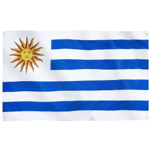 Runesol Uruguay Flagge, 91x152cm (3ft x 5ft), 4 Ösen, uruguayische Flagge, República Oriental Del Uruguay, Orientalische Republik Uruguay, Premium-Fahnen für drinnen und draußen, lebendige Farben von Runesol