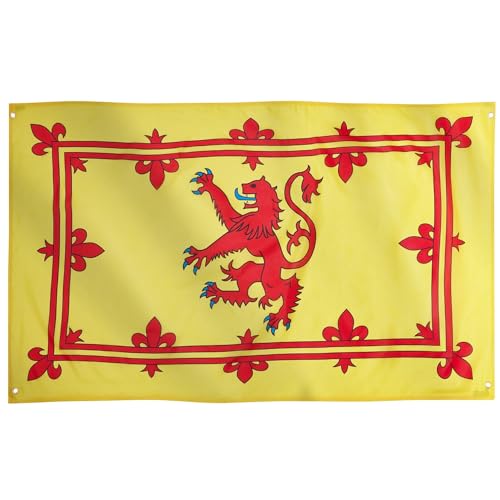 Runesol steigender Löwe Flagge, 91x152cm (3ft x 5ft), 4 Ösen, Rampant Lion Flagge, inoffizielle Schottland Flagge, Premium-Fahnen für drinnen und draußen, lebendige Farben von Runesol
