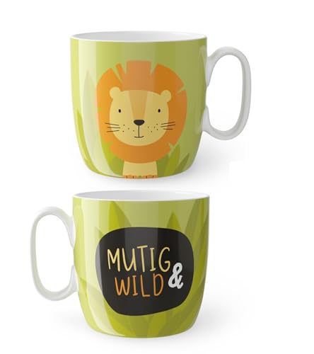 Kindertasse Kinderbecher Tasse Becher Porzellan 150ml (Mutig und wild - Löwe) von Rungassi
