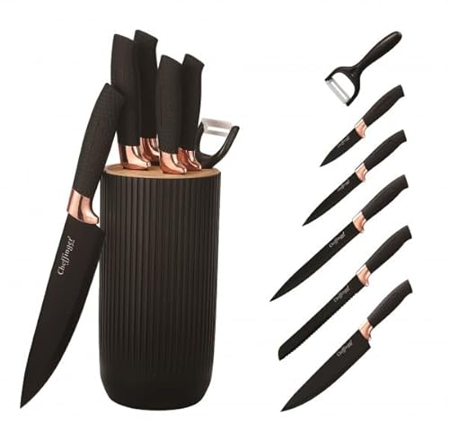 Messer Set Kochmesser Küchenmesser Messerständer Messerset 7-tlg Rungassi KB01 von Rungassi