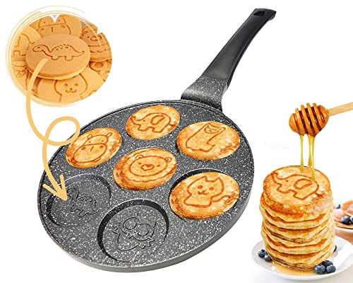 Rungassi Pfannkuchen Tiere Cartoon Pfanne Alu-Guss Ø26cm Induktion Crepe Pfanne, Bratpfanne für Pancake. von Rungassi