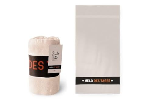 Rungassi Badetuch Duschtuch Handtuch 70x140 Thema: Mann (Hellbeige - Held des Tages) von Rungassi