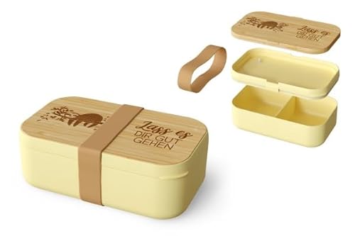 Rungassi Brotdose Brotbox Vesperdose Lunchbox Tierleben (Faultier - Lass es dir gut gehen - Gelb) von Rungassi