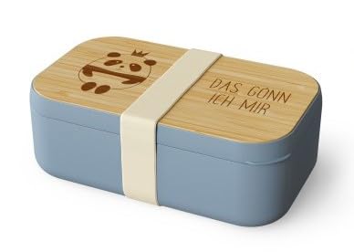 Rungassi Brotdose Brotbox Vesperdose Lunchbox Tierleben (Panda - Das gönn ich mir - Graublau) von Rungassi
