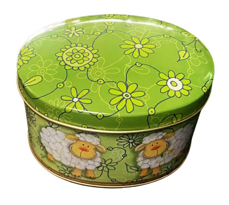 Rungassi Dose 2x Dose Geschenkdose Motiv Schafe und Blumen Grün Oval Metall von Rungassi