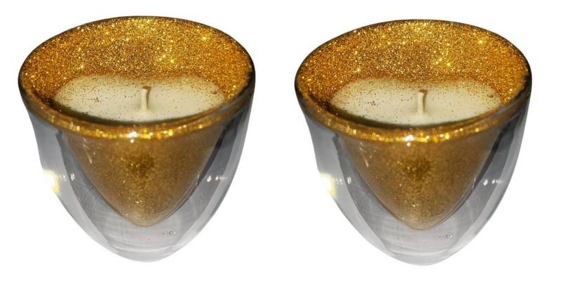Rungassi Duftkerze 2er Set Duftkerzen in Herzbecher aus Doppelwandigem Glas von Rungassi