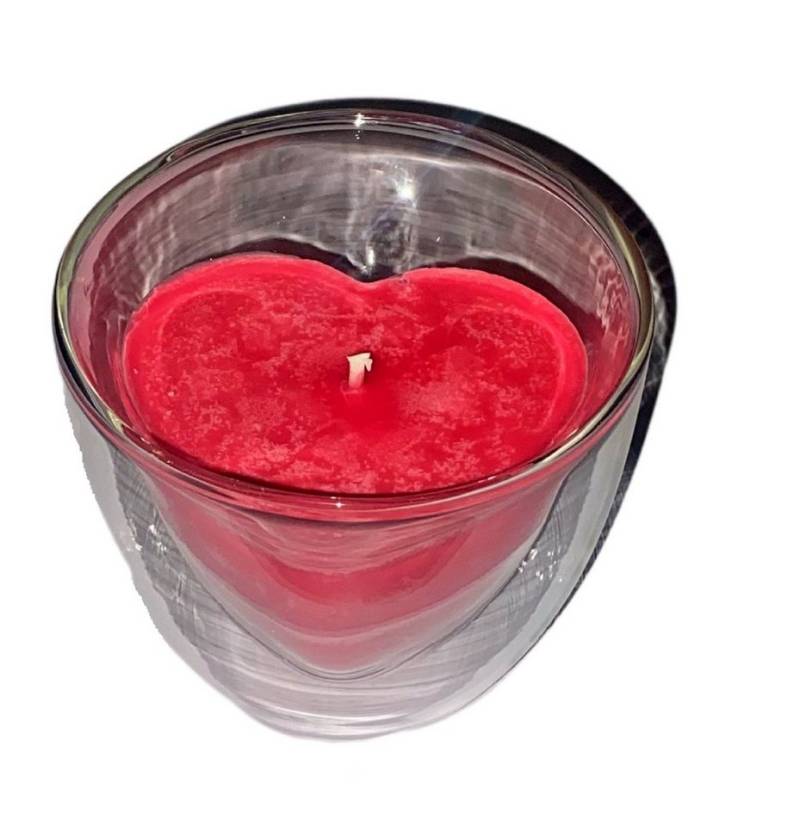 Rungassi Formkerze Kerze in Herz Tasse Doppelwandigem Glas Rot von Rungassi