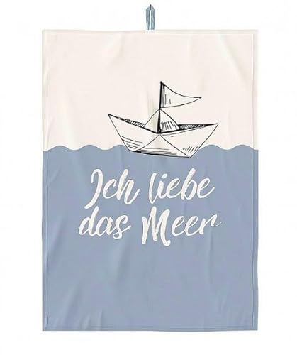 Rungassi Geschirrtuch Abtrockentuch Küchenhandtuch Meer Küste (Ich Liebe das Meer - Boot - 3858131) von Rungassi