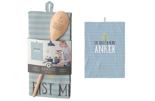 Rungassi Geschirrtuch mit Kochlöffel Geschenk Set Meer (Du bist Mein Anker - 3068111) von Rungassi