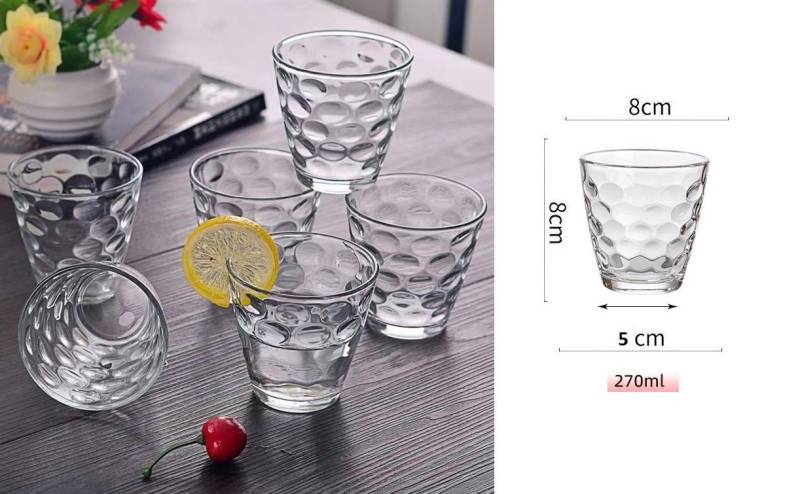 Rungassi Gläser-Set 6 x Trinkglas Gläserset 270ml H 8cm Wasser, Cocktail, Whisky-Gläser, Glas von Rungassi