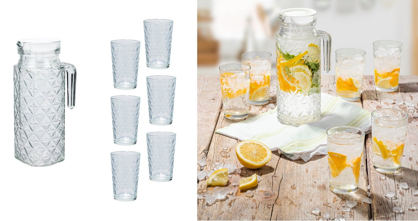 Rungassi Gläser-Set Wasserkaraffe mit 6 Gläser 200ml Wasser Gläser HI 13410, Glas von Rungassi