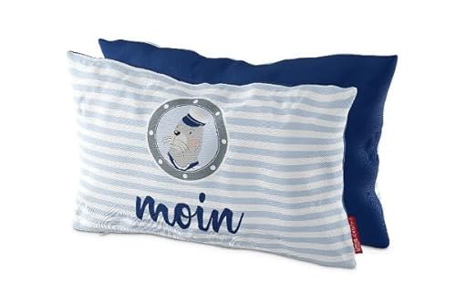 Rungassi Kissen Dekokissen Sofakissen Kuschelkissen (Robbe - Moin - Blau - 396822) von Rungassi