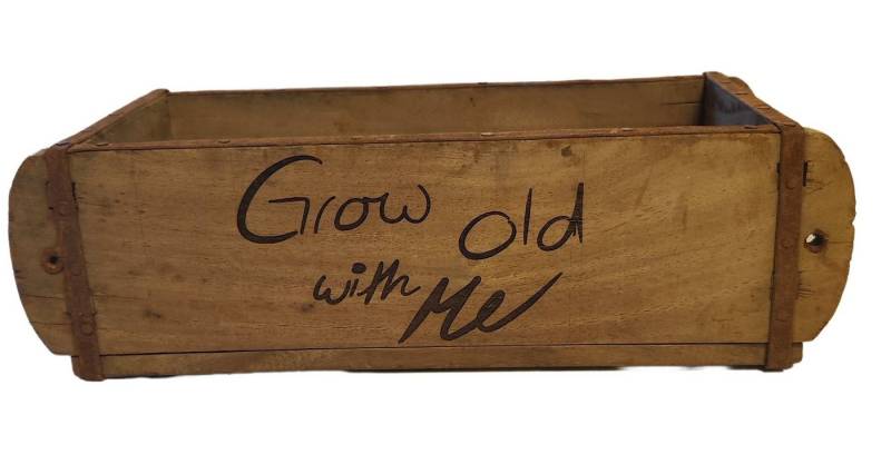 Rungassi Schubladenbox alte Ziegelform "Grow old with Me" Unika alte Back von Rungassi