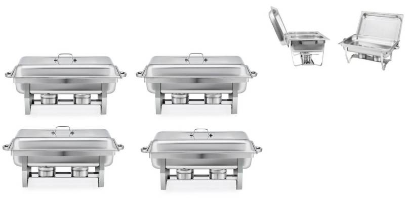 Rungassi Speisenwärmer 4 x Warmhaltebehälter Speisenwärmer Wärmebehälter Buffetwärmer, (Set bestehend aus 4 Warmhaltebehältern jeweils mit Zubehör) von Rungassi