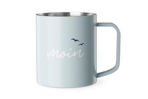 Rungassi Thermobecher Thermotasse Isolierbecher Edelstahl Thema Glück (Hellgrau - Moin) von Rungassi