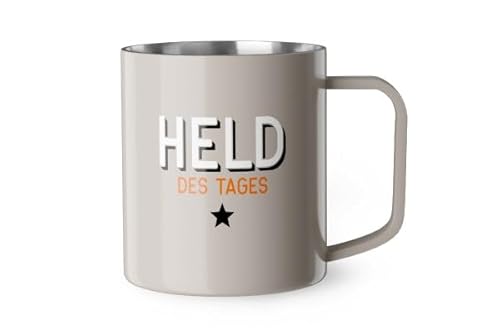 Thermobecher Thermotasse Isolierbecher Edelstahl Thema "Mann" (Hellgrau - Held des Tages) von Rungassi