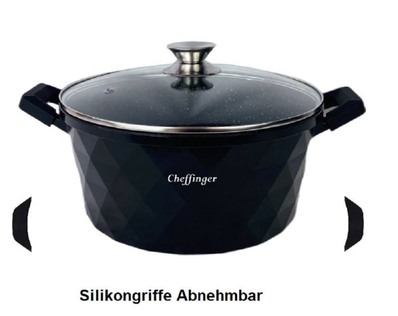 Rungassi Topf-Set Kochtopf Topf Kasserolle Glasdeckel Aluguss Induktion Ø28cm DIAC28-S, Aluminiumguss / Glas (Kochtopf und Glasdeckel) von Rungassi