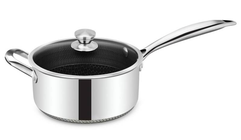 Rungassi Kasserolle Stieltopf Saucentopf Kasserolle Glasdeckel Ø24 Edelstahl AntiHaft, Material: Edelstahl, Glas von Rungassi