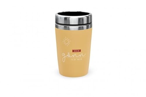 Thermobecher Isolierbecher Thermo Kaffeebecher To Go 240ml Thema Schöne Momente (Das gönn ich mir - Gelb) von Rungassi
