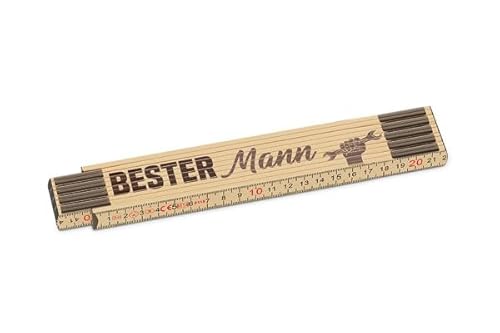 Zollstock Meterstab Holz Gliedermaßstab Geschenk für Dich (Bester Mann) von Rungassi