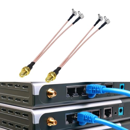Runiash 2-Pack SMA Female to Dual TS9 90 Degree Male Splitter Adapter Connector Coaxial Pigtail Cable 6 inch for 4G LTE Mobile Hotspot USB Modem Dongle Adapter von Runiash