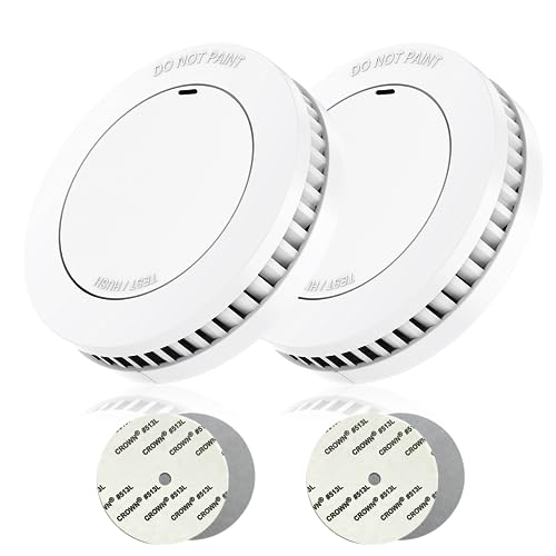 RUNIDUR 2er MINI Rauchmelder Set 10 Jahre Batterie, Feuermelder Ohne Fehlalarme, Brandmelder Flach zum Kleben Ohne Bohren, Weiß von Runidur
