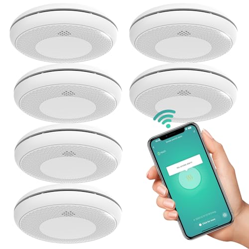 RUNIDUR Rauch und CO Melder Kombiniert WLAN, Smart Kombination Rauchmelder und Kohlenmonoxid Melder, Akkurater Sensor mit 10 Jahre Batterie,Testknopf und Lauter 85 dB Alarm, 6 Stück RUNIDUR Rauch und CO Melder Kombiniert WLAN, Smart Kombination Rauchmelder und Kohlenmonoxid Melder, Akkurater Sensor mit 10 Jahre Batterie,Testknopf und Lauter 85 dB Alarm, 6 Stück von Runidur