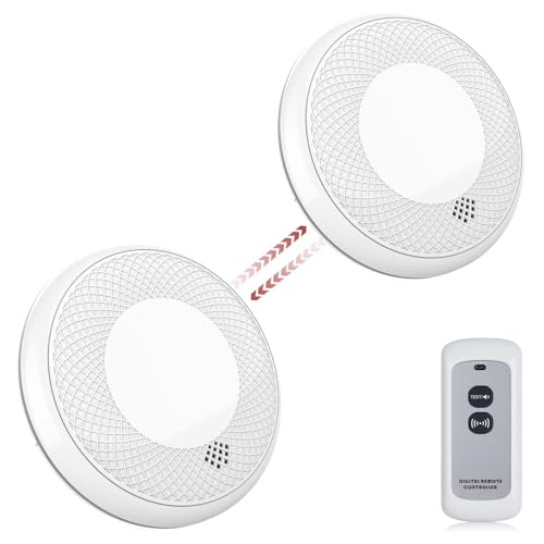 RUNIDUR Vernetzbarer Rauch und CO Melder, Kombination Rauchmelder und Kohlenmonoxid Melder Vernetzt, Akkurater Sensor mit 10 Jahre Batterie,Testknopf und Lauter 85 dB Alarm, 2 Stück von Runidur