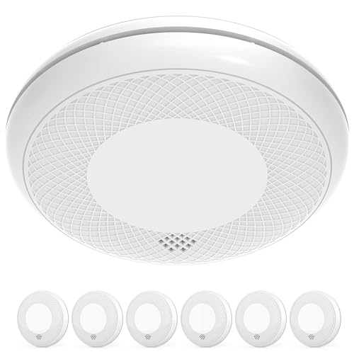 RUNIDUR Rauch und CO Melder, Kombination Rauchmelder und Kohlenmonoxid Melder Standalone, Akkurater Sensor mit 10 Jahre Batterie, Testknopf und Lauter 85 dB Alarm, Einfache Installation, 6 Stück von Runidur