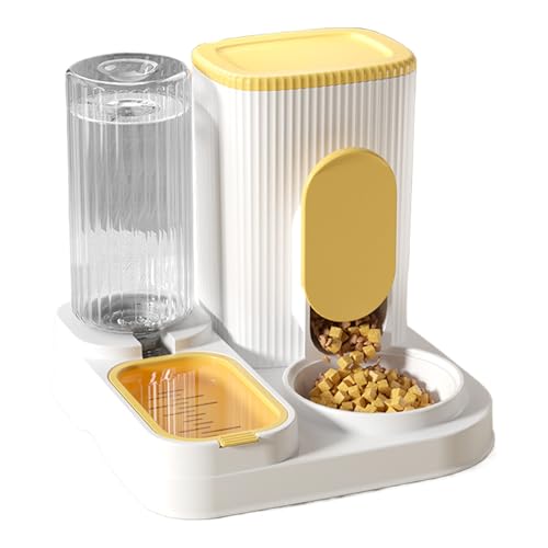 Runkoyea Automatischer Katzenfutterspender - Katzenfutter Spender & Wasserspender | Großes 2-in-1 Futter- Und Wasserspender Set Mit Napf, Futterstation Für Kitten Und Welpen von Runkoyea