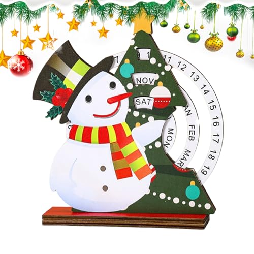 Runkoyea Weihnachts Countdown Kalender | Weihnachten Drehbarer Holz Countdown Kalender,Tischdekoration Für Wohnung Hotel Klassenzimmer von Runkoyea