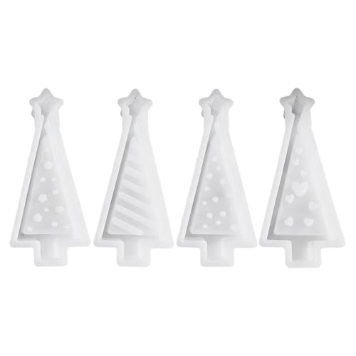 Runkoyea Weihnachtsbaum Kerze Silikonform - Weihnachtsbaum Form Für Ornamente - 4 teilige elastische Form zur einfachen Entformung für Bastelprojekte und Dekoration von Runkoyea