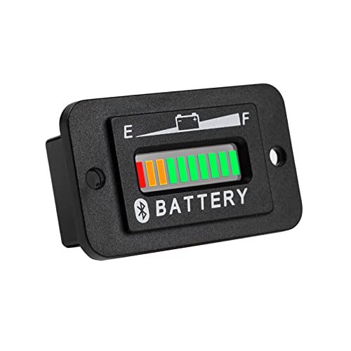 Runleader 12V bis 48V LED-Batterieanzeige, Datenfernbedienung Bluetooth verwalten für Blei-Säure-Trojaner LiFePO4 AGM GEL 18650 Batterien für Golfwagen, Gabelstapler, Rasenmäher, Wohnmobil usw. von Runleader