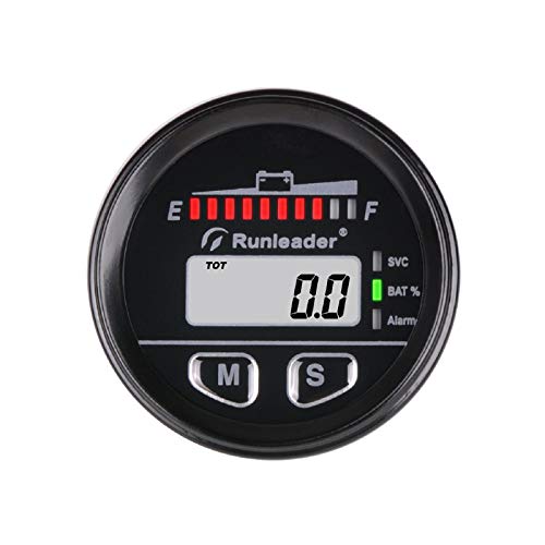 Runleader 12V bis 48V Multifunktionsbatterie Ladezustandsanzeige,Digitaler Wartungsstundenzähler,Bleisäure,GEL,Lithiumeisen,LiFePO4,Trojaner,AGM,Batterieanzeige,Batterietester (BI025) von Runleader