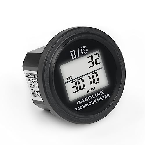 Runleader Digital Engine Hour Meter Tachometer,Echtzeit-Drehzahlaufzeichnung, Hintergrundbeleuchtung,Snap-In-Design für ZTR-Rasenmäher-Traktorgenerator Außenborder ATV-Kettensäge von Runleader