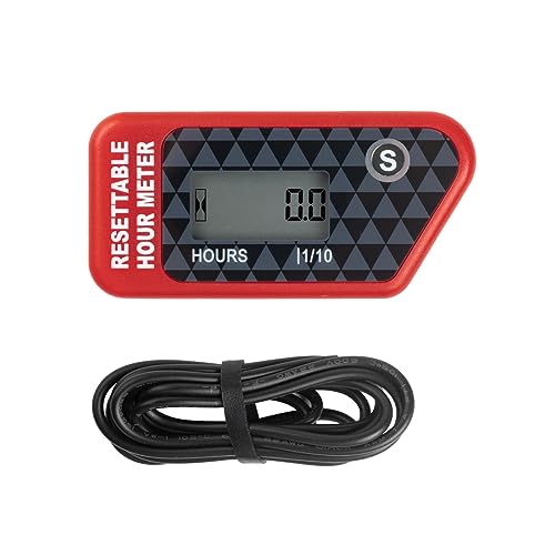 Runleader Digital Maintenance Hour Meter, rücksetzbarer Job-Timer,SVC-Intervall-Erinnerung für Rasenmähergenerator Marine ATV Außenborder Motor Schneefräsenkompressor und gasbetriebenes(RED) von Runleader