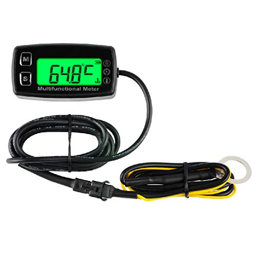 Runleader Digital Motortemperaturanzeige, Echtzeit-Drehzahlanzeige, Alarmtemperatur und Drehzahl, Arbeitszeiterfassung für Rasenmähergenerator Dirtbike Paramotor Scooter Marine Compressor. von Runleader