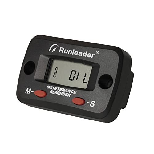 Runleader Digitaler Drehzahlmesser/Betriebsstundenzähler,Wartungserinnerungen,Herunterfahren des Benutzers,austauschbare Batterie für den Rasentraktor Generator Kompressor Kettensäge Schneemobil. von Runleader