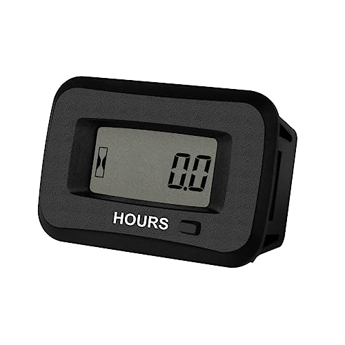 Runleader Digitaler LCD-Betriebsstundenzähler, AC/DC 5 V bis 277 V, Wartungsstundenaufzeichnung, Datenspeicherung, wasserdichtes Design für Rasenmäher-Generator-Motorrad-Golfwagen von Runleader