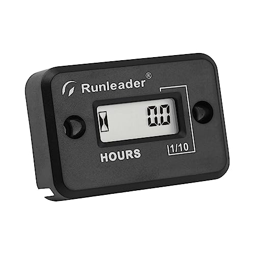 Runleader Digitaler LCD-Betriebsstundenzähler, Erinnerung an Wartungsintervalle – geeignet für kleine Gasmotoren, funktioniert auf Rasentraktoren, Generatoren von Runleader