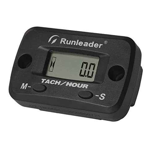 Runleader Digitaler LCD-Drehzahlmesser,Wartungserinnerung,Wasserdichtes Design für 2/4-Takt-Gasmotoren,Verwendet auf Gartentraktor-Generator-Kompressor Dirtbike-Jet-Ski-Boot (BK) von Runleader
