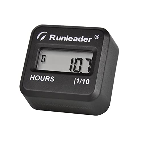 Runleader Digitaler induktiver Mini-Betriebsstundenzähler, Erinnerung an Wartungsintervalle, drahtlose und drahtgebundene Signalerkennung – verwendet auf kleinen Gasmotoren, funktioniert von Runleader
