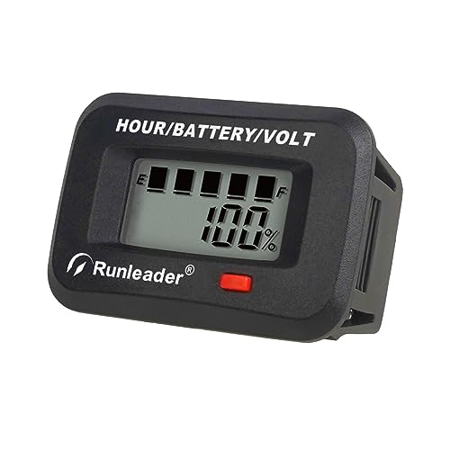 Runleader LCD-Batteriekapazitätsmesser mit Betriebsstundenzähler und Voltmeter, verwendet für 12 V 24 V 36 V 48 V Bleisäure/Gel/LiFePO4/Trojian/AGM von Runleader