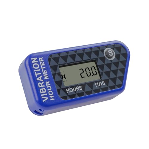 Runleader LCD-Vibrationsstundenzähler für Wartung, kabelloses und Bildschirmverriegelungsdesign für Rasenmäher, Generatoren, Kompressoren, Motorradkettensägen usw. (blau) von Runleader