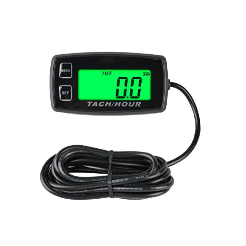 Runleader Tachometer mit autarkem Betriebsstundenzähler, Wartungserinnerung, Alarmdrehzahl, hintergrundbeleuchtetes Display,Batterie austauschbar für ZTR-Rasenmäher-Traktorgenerator Außenborder von Runleader