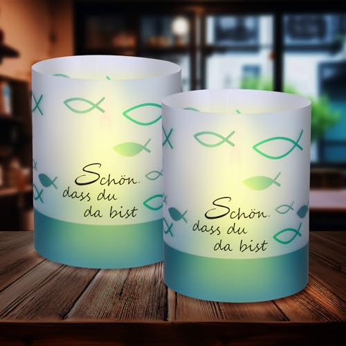 12 Stück Windlicht Tischdeko Konfirmation, Konfirmation Deko Junge Mädchen Schön DASS Du Da Bist, Konfirmation Geschenk für Servietten, Tischdecke, Teelichter Oder Kerzen von Runmeihe