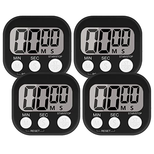 4 Farben Digitaler Timer mit lautem Alarm, Küchentimer mit magnetischem Ständer und EIN/Ausschalter, Zeitschaltuhr für Kinder, Kochen, Lernen, Sport von Runmeihe