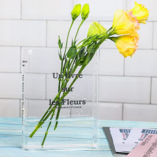 Book Vase for Flowers (Transparenter Schwarzer Schriftzug) von Runmeihe
