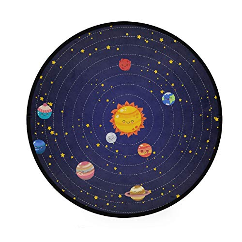 Teppich, rund, 91 cm, Planeten des Sonnensystems, waschbar, für Küche, Schlafzimmer, Wohnzimmer von RunningBear