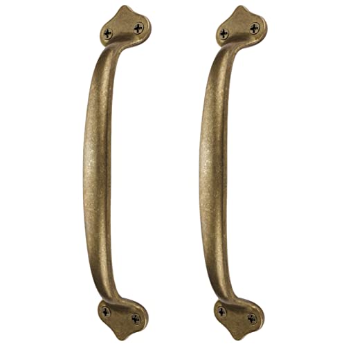 Runningfish Griffe aus massivem Messing, antikes Kupfer, rustikale Scheunentür-Haltegriffe, Küchenschrank-Hardware, Schubladengriff, 16,5 cm, 2 Stück von Runningfish
